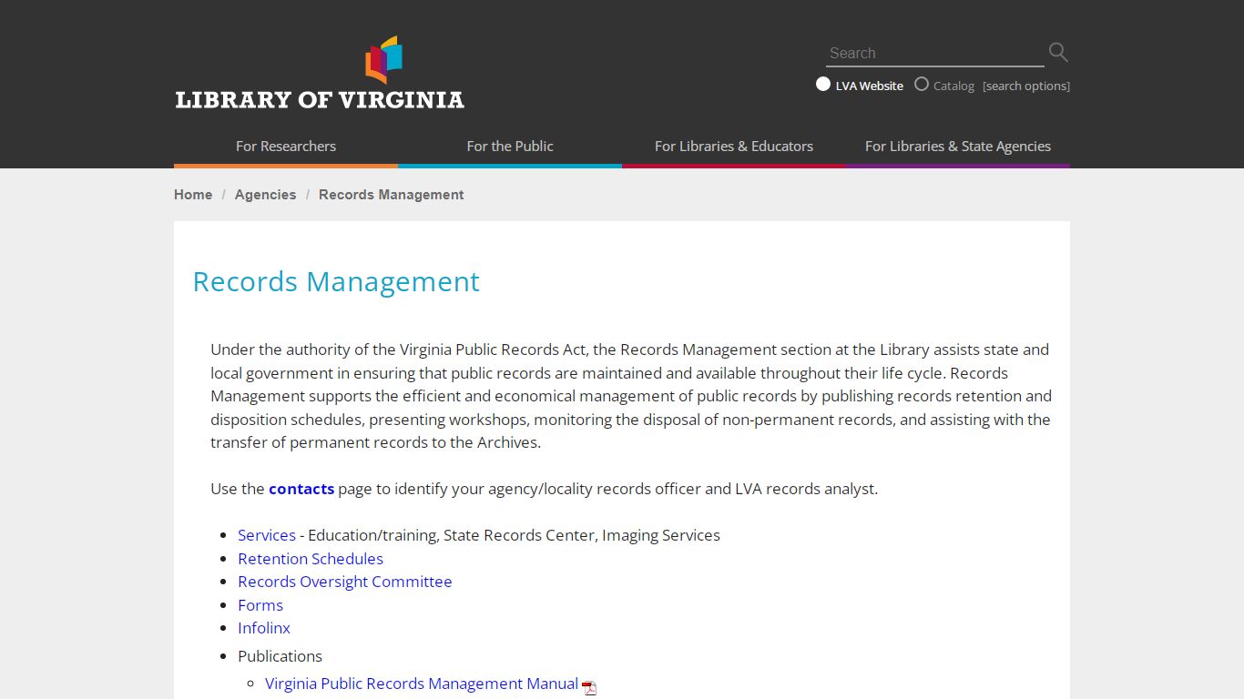 Library of Virginia Records Management